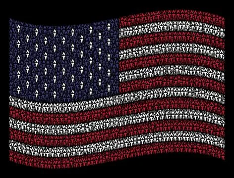 Waving USA Flag Stylization of Fire Torch Icons Illustrazione stock
