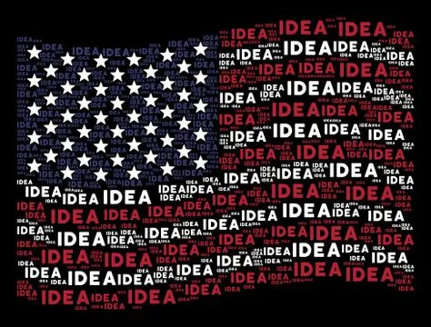 Waving USA Flag Stylization of Idea Text Items Stock Illustration