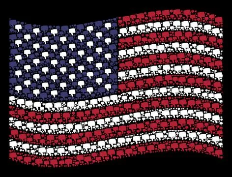Waving USA Flag Stylization of Thumb Down Icons 库存插图