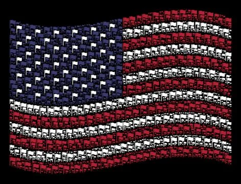 Waving USA Flag Stylization of Waving Flag Icons Stock Illustration