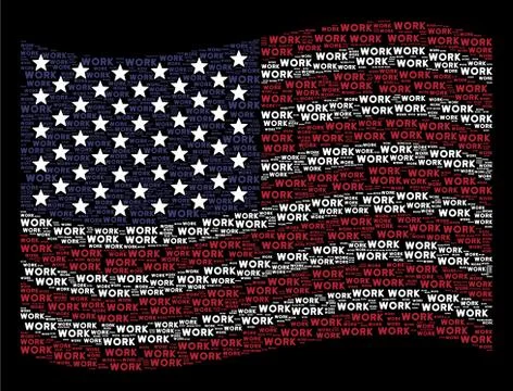 Waving USA Flag Stylization of Work Text Items Stock Illustration