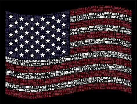 Waving USA Flag Stylized Composition of Idea Text Stock Illustration