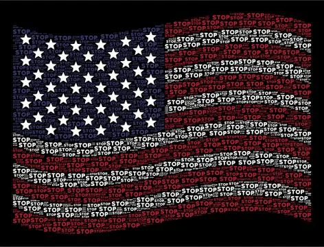 Waving USA Flag Stylized Composition of Stop Text Stockillustratie
