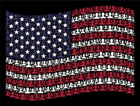 Waving USA Flag Stylized Composition of Customer Stock Illustration