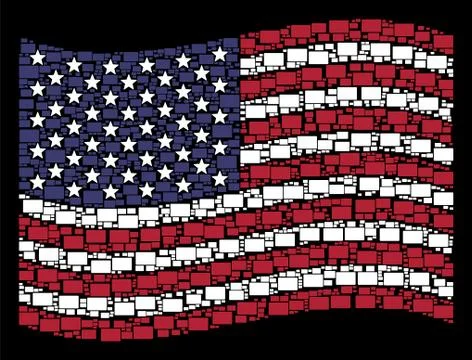 Waving USA Flag Stylized Composition of Filled Rectangle Stock Illustration