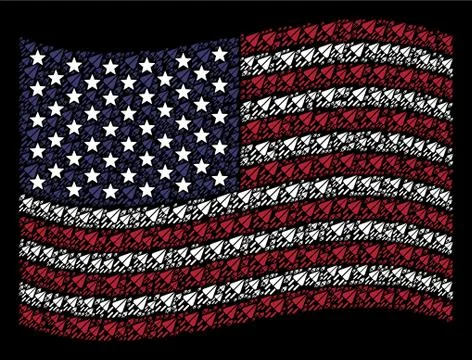 Waving USA Flag Stylized Composition of Space Ship Stock Illustration
