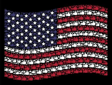 Waving USA Flag Stylized Composition of Thumb Up Stock Illustration