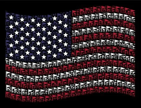 Waving USA Flag Stylized Composition of Triangle Flag Illustrazione stock