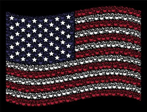Waving USA Flag Stylized Composition of Retort Stock Illustration