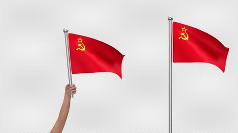Waving USSR flag - 3d render looped with alpha channel. Video stock 244145802