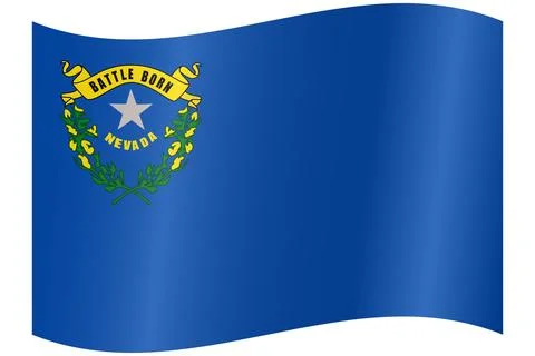 Waving Vector Flag of Nevada, USA, Isolated on White Background Illustrazione stock