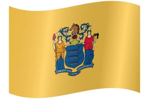 Waving Vector Flag of New Jersey, USA, Isolated on White Background Stock Illustration