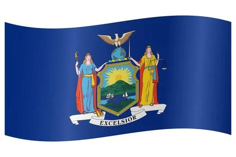 Waving Vector Flag of New York, USA, Isolated on White Background Stock Illustration