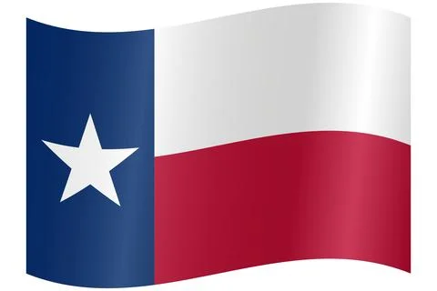 Waving Vector Flag of Texas, USA, Isolated on White Background Stock Illustration