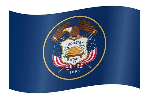 Waving Vector Flag of Utah, USA, Isolated on White Background Stock Illustration