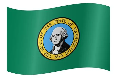 Waving Vector Flag of Washington, USA, Isolated on White Background Stock Illustration