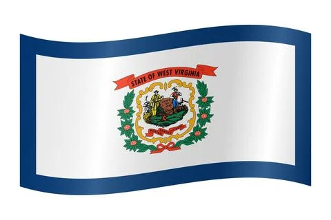 Waving Vector Flag of West Virginia, USA, Isolated on White Background Stock Illustration