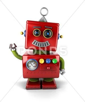 Waving vintage robot Stock Illustration