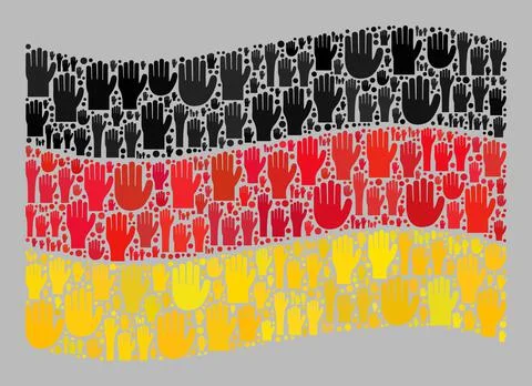 Waving Voting Germany Flag - Mosaic with Upwards Voting Palms Stock Illustration