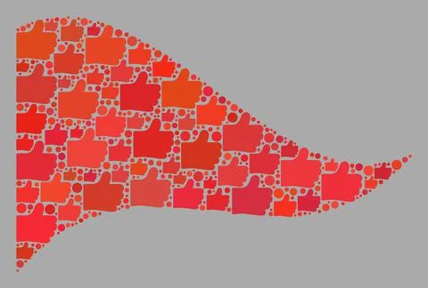 Waving Voting Red Triangle Flag - Mosaic with Like Elements Stock Illustration