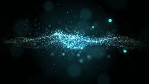 Waving Water Blue Particles in Abstract Seamless Movement on Black Background Stock Footage