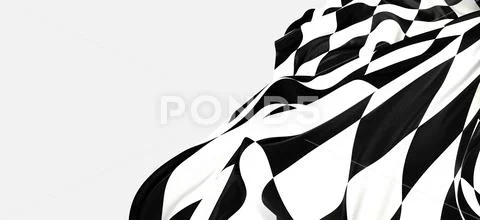 Waving white and black flag checkered for a race Illustration #153496008