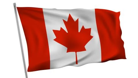 Waving In Wind Flag Of Canada On Pole Stock Illustration