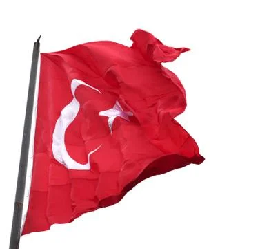 Waving in wind flag of Turkey Stock Photos