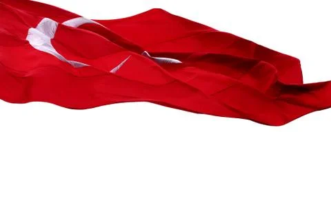 Waving on wind flag of Turkey Stock Photos