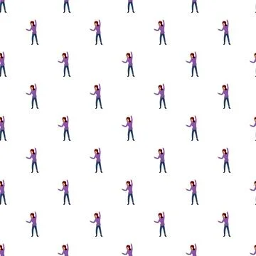 Waving woman seamless pattern expressing happiness and celebration イラスト素材