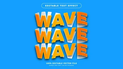 Wavy 3D Editable Text Effect Editable Font Style Stock Illustration