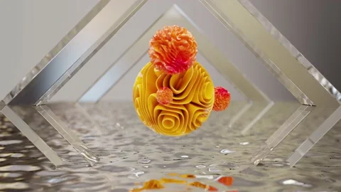 Wavy abstract art 3d sphere, Motion design template, Dynamic composition Stock Footage 165860096