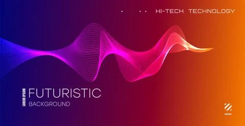 Wavy abstract colored line. Wavy abstraction on a gradient background. 스톡 일러스트