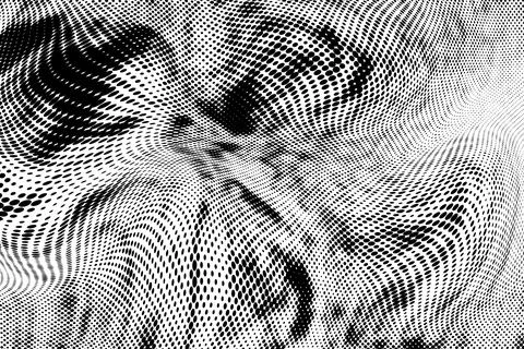 Wavy Abstract Halftone Pattern Black and White Dotted Texture Stock Illustration
