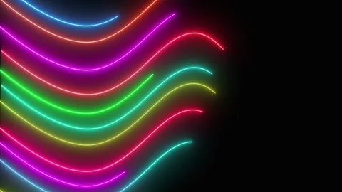 Wavy abstract neon lines pattern on black  Stock Footage 318569640