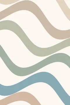 A wavy abstract pattern in beige, sage, and blue with a minimalist, calm lo.. Stock Illustration