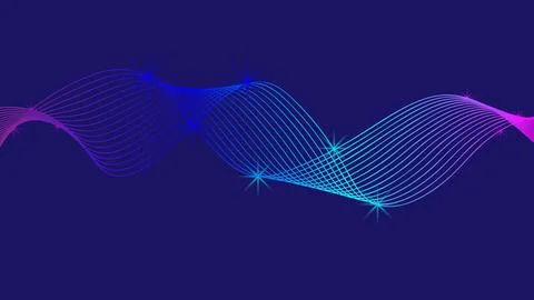 A wavy abstract pattern of multicolored lines and highlights on a dark blue b Stockillustratie