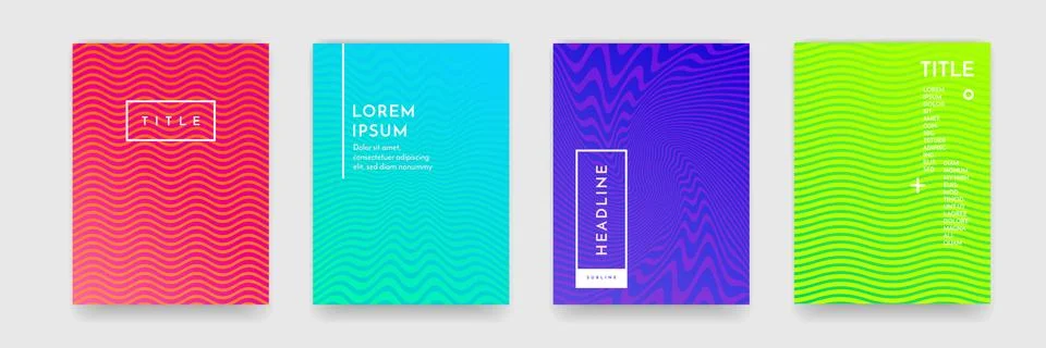 Wavy abstract pattern texture book brochure poster cover template vector set Stock-Illustration