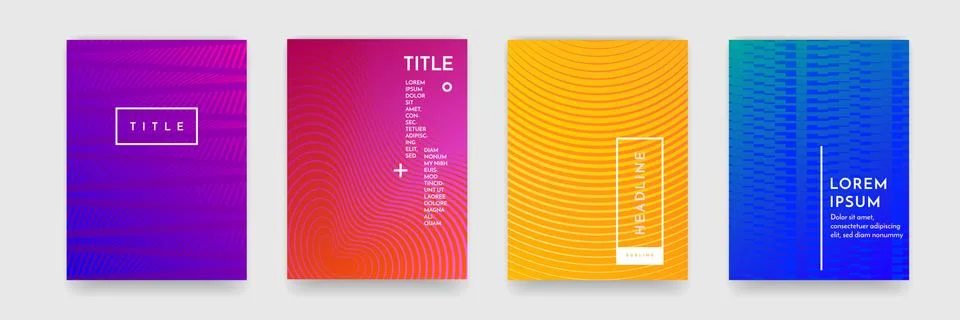 Wavy abstract pattern texture book brochure poster cover template vector set Illustrazione stock