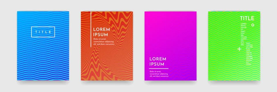 Wavy abstract pattern texture book brochure poster cover template vector set Stock Illustration