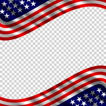 Wavy american flag border design isolated on transparent background Stock Illustration