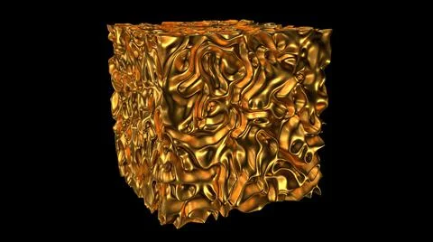 Wavy ancient gold cube Stock Illustration