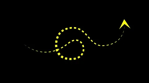 Wavy and Looping Yellow Dotted Arrow Stock Footage 318134212