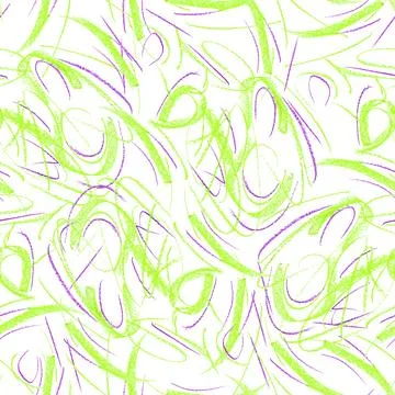 Wavy and swirled chalk strokes seamless pattern. Illustrazione stock