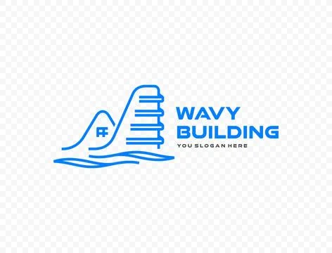 Wavy architecture and wave shape vector logo design Stock Illustration
