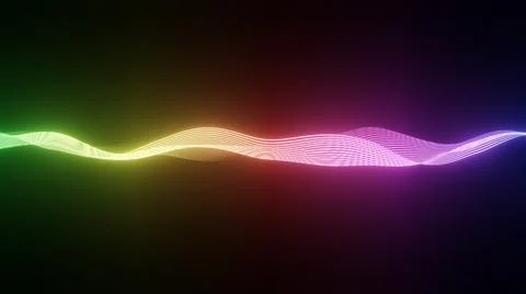 Wavy array of structure, nice colored neon gradient on black background, Illu Illustrazione stock