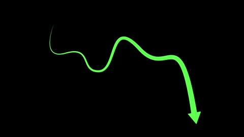 Wavy arrow line pointing downward showing decline or drop trend animation Stock Footage 340385510