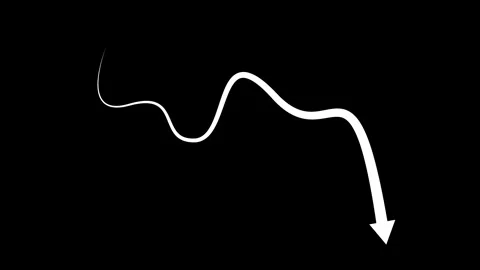 Wavy arrow line pointing downward showing decline or drop trend animation Stock Footage 340385772