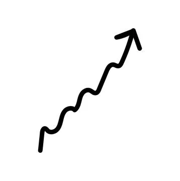 Wavy arrow line vector pointing upwards symbolizing growth and progress 库存插图