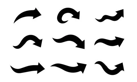 Wavy Arrow Vector Set – Flow Direction Navigation Icons Collection 스톡 일러스트